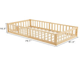 Natural wood color, painted finish, pine wood, playpen bed, with door, and bed board, twin 29052325