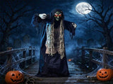 5.3 FT Standing Hunchback Witch Animatronic Halloween Decoration with Movable Head & Arms, Dual 97431426