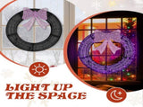 36in Pre-lit Outdoor Christmas Wreath Decoration, Lighted Metal Wreath with Purple Bow, Remote 65188732