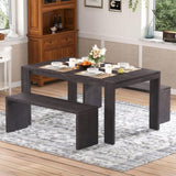 3-piece Farmhouse Style Simple Dining Set, Dining Table and 2 Benches, for Dining Room, Kitchen and 00932248