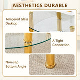 Contemporary Minimalist Double Layer Tempered Glass Coffee Table - 27.5" Top and 23.6" W1151P234005