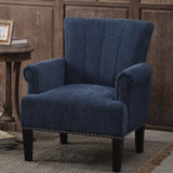 ZNTS Accent Rivet Tufted Polyester Armchair ,Navy Blue PP212520AAW