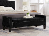 Upholstered Tufted Button Storage Bench with nails trim,Entryway Living Room Soft Padded Seat with 68033882