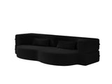 Modern Floor Sofa with 2 Pillows,Convertible Teddy Fabric Foam-Filled Sleeper Sofa Bed,15" Twin Size 50809043
