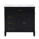 ZNTS 36" Bathroom Vanity with Sink, Black Bathroom Cabinet with Drawers, Solid Frame and MDF Board, One N725P195410B