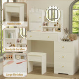 Fashion Vanity Desk with Mirror Lights for Makeup Cushioned Chair, Vanity Mirror with Lights W2699P214617