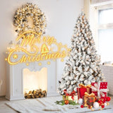 Artificial 7ft Flock LED-lit Christmas Tree with 1072PVC Mixed Branch Tips,Hinged Premium & Foldable 51361762