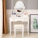 ZNTS With Light Bulb Single Mirror 5 Drawer Dressing Table White=39757282,61588080 60709581