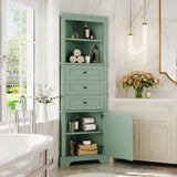 ZNTS Green Triangle Tall Cabinet with 3 Drawers and Adjustable Shelves for Bathroom, Kitchen or Living WF306469AAG