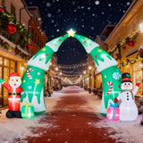 15FT Lighted Christmas Inflatable Archway, Inflatable Christmas Tree Arch with Santa and Snowman, 68584442