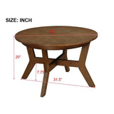 ZNTS 32inch Wood Round Coffee Table for Living Room,Mid Century Farmhouse Circle Wooden Coffee Tables for 05049710