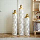 Floor metal vase modern style decoration droplet shaped white metal vase 3-piece set gorgeous W2796P290480
