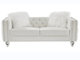 Beige, Two-seater Sofa, Velvet Crystal Buckle Upholstery Sofa, Crystal Feet, Removable Cushion, Two 93846557