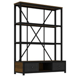3-Shelf Metal with Drawers for Home Office, Open, Vintage Industrial Style W1580P251086