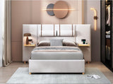 Queen Size Upholstered Platform Bed, Two Outlets and USB Charging Ports on Both Sides, Two Bedside 25985797