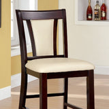 ZNTS Contemporary Set of 2 Counter Height Chairs Dark Cherry And Ivory Solid wood Chair Padded B01182193