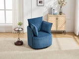 Blue Swivel Accent Chair,Round Swivel Barrel Chair,Armchair Upholstered Living Room Chair Corduroy W2120P293679