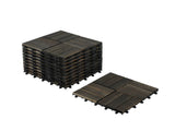 Acacia Wood Interlocking Deck Tiles Checker Pattern, 10PCS 12" x 12" Square Dark Brown Acacia 21276083