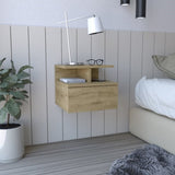 Adele Floating Nightstand with Drawer and Open Storage Shelves B070P188831