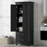 ZNTS Tall Storage Cabinet with Two Drawers for Bathroom/Office, Black WF299284AAB