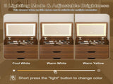 3-in-1 Vanity Desk with Flip Top Lighted Mirror & Storage Stool, Compact Makeup Dressing Table for 32529191