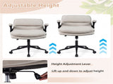 Criss Cross Chair with Flip-Up Arms, Faux Leather Cross Legged Office Chair with Adjustable Height & 89058747