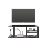 Entertainment Center 17.8" H, with 4 Shelves and 4 Legs, Black B097P250864