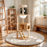48.8" Modern Cat Tower, Wood Cat Tree Tower for Indoor Cats, Cat Treewith Sisal-Covered Scratching 95997833