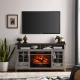 ZNTS 55 inch TV Media Stand with Electric Fireplace KD Inserts Heater,Gray Wash Color 39257647