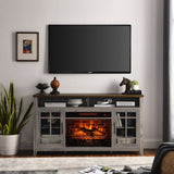 ZNTS 55 inch TV Media Stand with Electric Fireplace KD Inserts Heater,Gray Wash Color W1769132643