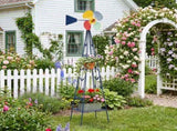 6.2ft Dark Blue 4-Blade Iron Windmill with 4-Leg Stand and Storage Shelf 23070968