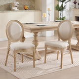 French Country Dining Chairs Set of 2, Upholstered Chairs with Round Back, Wire drawing and carving W3426P324205