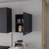 So- Hi Wall Cabinet in Melamine with One Door, Black B128P237141