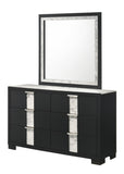 1pc Contemporary Dresser Six Drawers Metal knobs Black White Finish Bedroom Wooden Furniture B011P255295