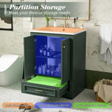 24'' Bathroom Vanity with Ceramic Sink Combo, Modern Freestanding Storage Cabinet with Silver N710P194893F