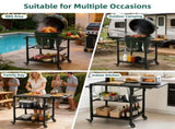 Outdoor Grill Table for Big Green Egg Style BBQ, Heavy Duty Metal Cart Prep Table with Wheels, 09927084