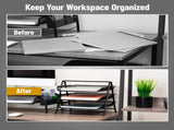 3-Tier Paper Tray, Desktop Organizer, File Storage Metal, 11.5"L x 13.75"W x 10"H, Black 73431755