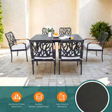Modern Outdoor Aluminum Table with Alternating Wide Narrow Slats, Angled Corners, Umbrella Hole, W1886P272382