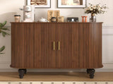 39" Fluted Liquor & Coffee Bar with 6 Wine Racks and 3 Glass Holders, Mid-Century Modern Bar 61879634