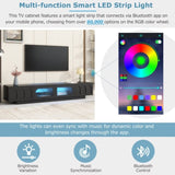 ON-TREND TV Stand with Fluted tempered Glass Doors for TVs Up to 95'', Functional Media Console with WF531672AAB