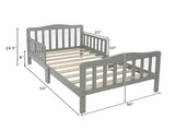 Wooden Baby Toddler Bed Children Bedroom Furniture with Safety Guardrails Gray 65296253