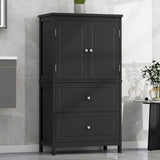 ZNTS Bathroom Storage Cabinet, Cabinet with Two Doors and Drawers, Adjustable Shelf, MDF Board, Black N725P188460B