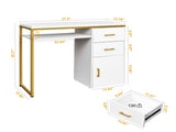 White particleboard and iron pipe, 97*35*78cm, 2 drawers and 1 door, computer desk, suitable for 09186500
