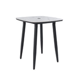 Modern 35.4'' Rounded Square Outdoor Bar Table, Greek White Marble-Inspired Sintered StoneTop, W1886P300274