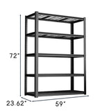59 Inches Wide Black Metal Shelves, with 5 Removable Dividers, Large Capacity, Strong Load Bearing, W328P276857