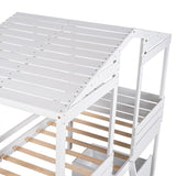 ZNTS Twin Size Low Loft Wood House Bed with Two Drawers, White WF296664AAK