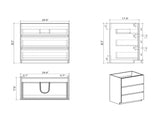 Alice-30F-102,Floor cabinet WITHOUT basin, Gray color, With three drawers, Pre-assembled W1865107751
