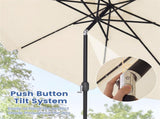 10 Ft Solar Powered Patio Umbrella with 24 LED Lights, Beige Outdoor Market Umbrella 90952387