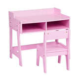 Kids Study Desk and Chair Set with Storage, Pink MDF, 60.5*41.5*50cm 42843739