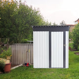 ZNTS XWT016 Garden Metal Storage Lifter Shed Gray White 5x3x6ft outdoor storing tools Rainproof Hinge W1711P154710